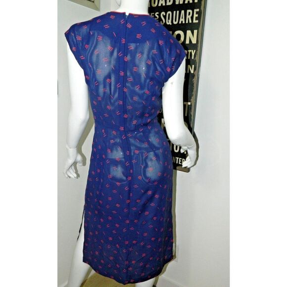 Young Edwardian Arpeja Dress Jacket Size 7 Vintage Blue Red Print Matchsticks - Picture 11 of 15